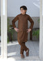 Earth Brown Waistcoat Suit-AHW-029