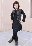 Leaf Black Embroidered Waistcoat Suit - V26