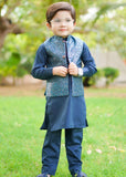 Metallic blue waistcoat suit EW18