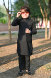 Plain Black Waistcoat Suit EW29