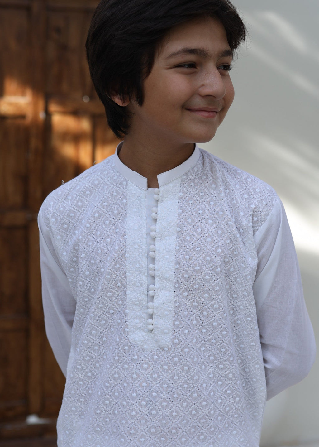 Porcelain White chicken Kurta Trouser - KE 039