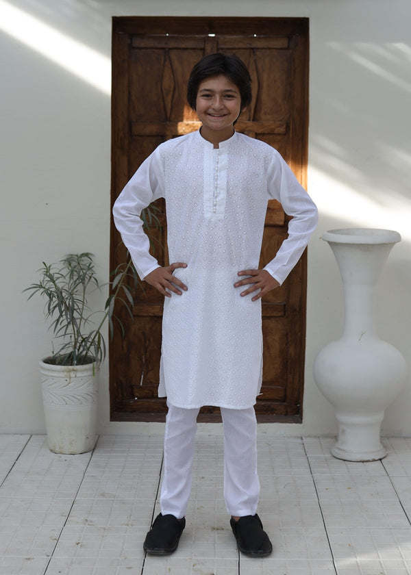 Porcelain White chicken Kurta Trouser - KE 039