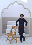 Navy Blue Waistcoat Suit AHW 038