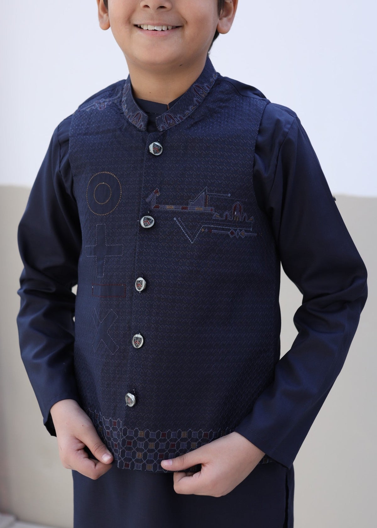 Navy Blue Waistcoat Suit AHW 038