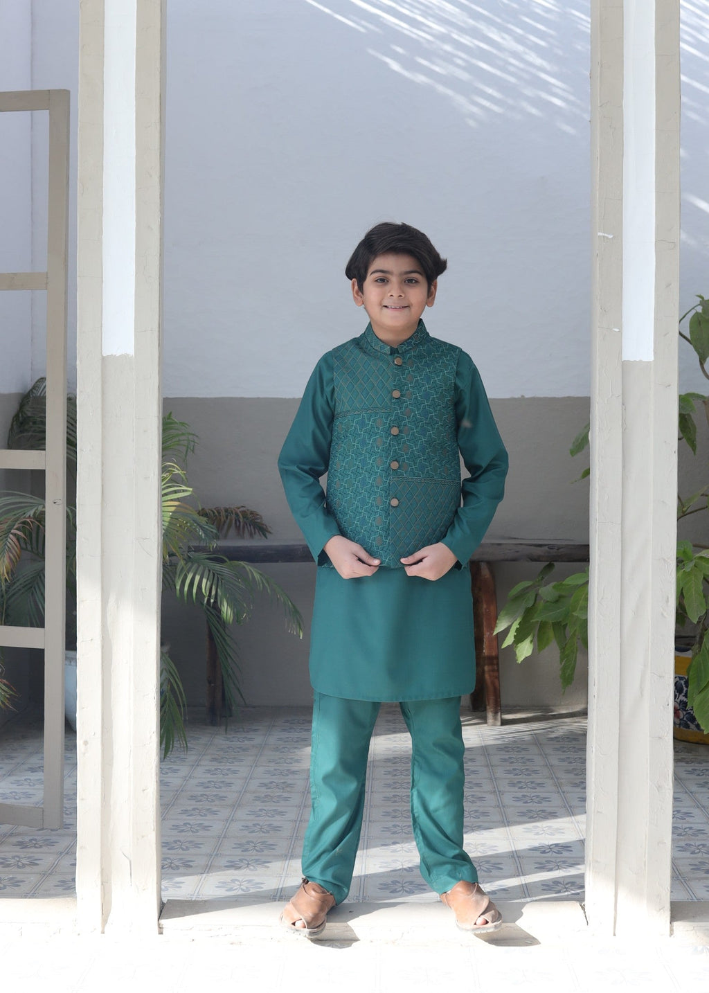Jungle Green Waistcoat Suit-AHW-036
