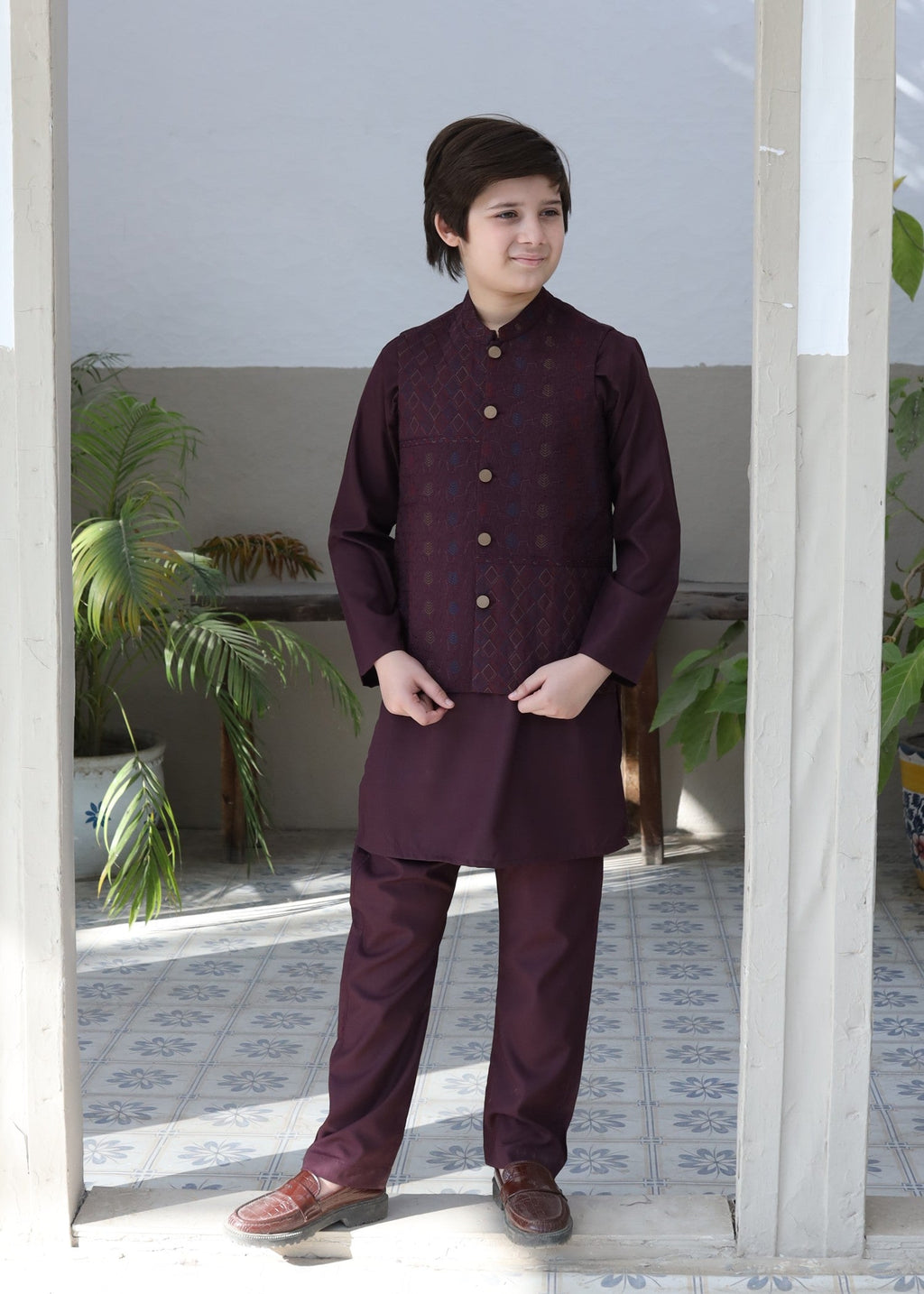 Purple Waistcoat Suit-AHW-033