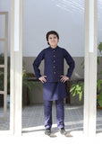Yale Blue Waistcoat Suit-AHW-030