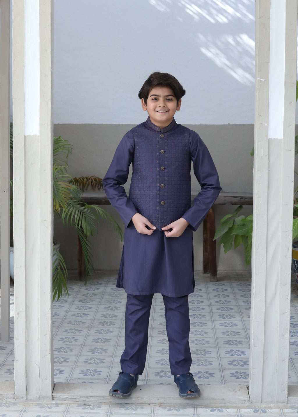 Lavender Grey Waistcoat Suit-AHW-037