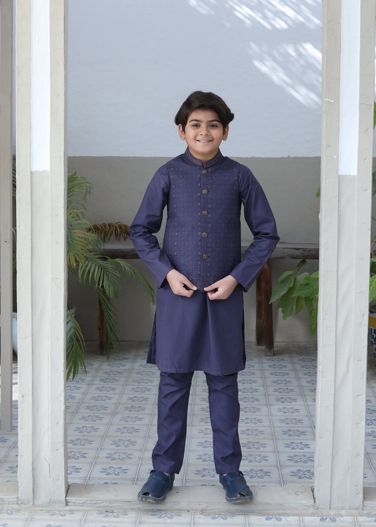 Lavender Grey Waistcoat Suit-AHW-037