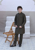 Olive Green Waistcoat Suit-AHW-028
