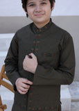 Olive Green Waistcoat Suit-AHW-028