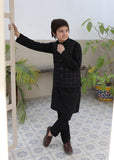 Charcoal Black Waistcoat Suit AHW-039