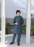 Teal Green Waistcoat Suit-AHW-026