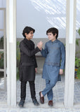 Shadow Blue Waistcoat Suit-AHW-035