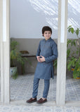 Shadow Blue Waistcoat Suit-AHW-035