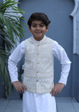 Floral White Waistcoat Suit-AHW-044