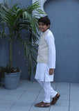 Floral White Waistcoat Suit-AHW-044