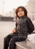 Leaf Black Embroidered Waistcoat Suit - V26
