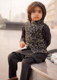 Leaf Black Embroidered Waistcoat Suit - V26