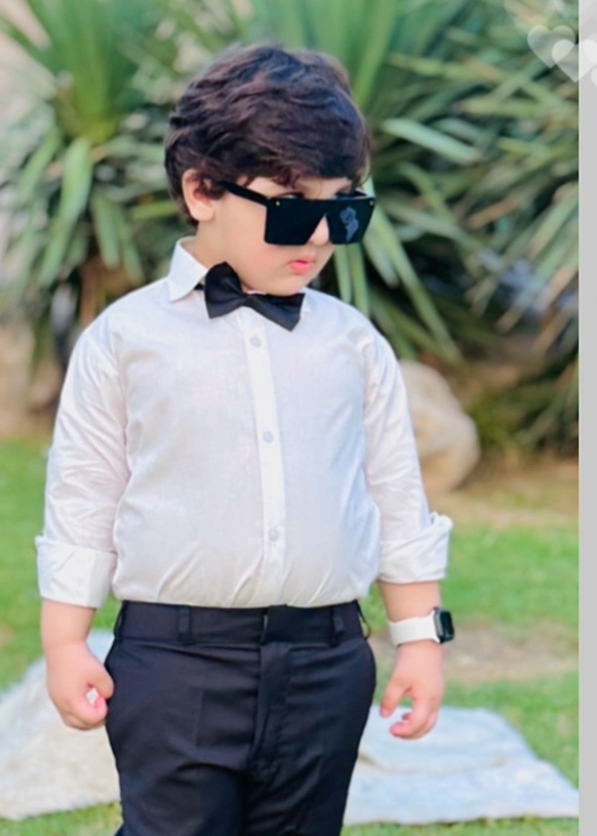 3Pieces Black Set (Shirt + Pant + Bow)