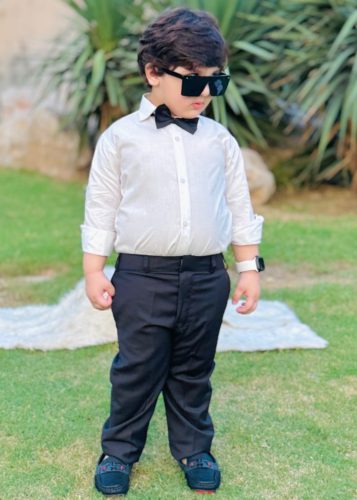 3Pieces Black Set (Shirt + Pant + Bow)