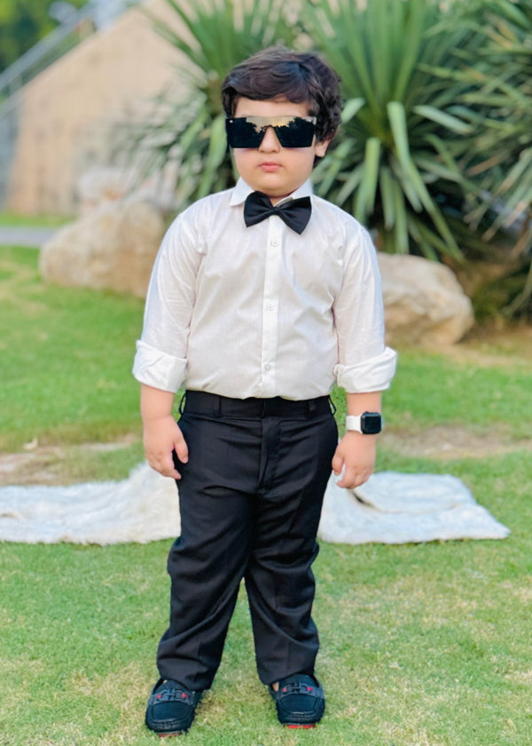 3Pieces Black Set (Shirt + Pant + Bow)