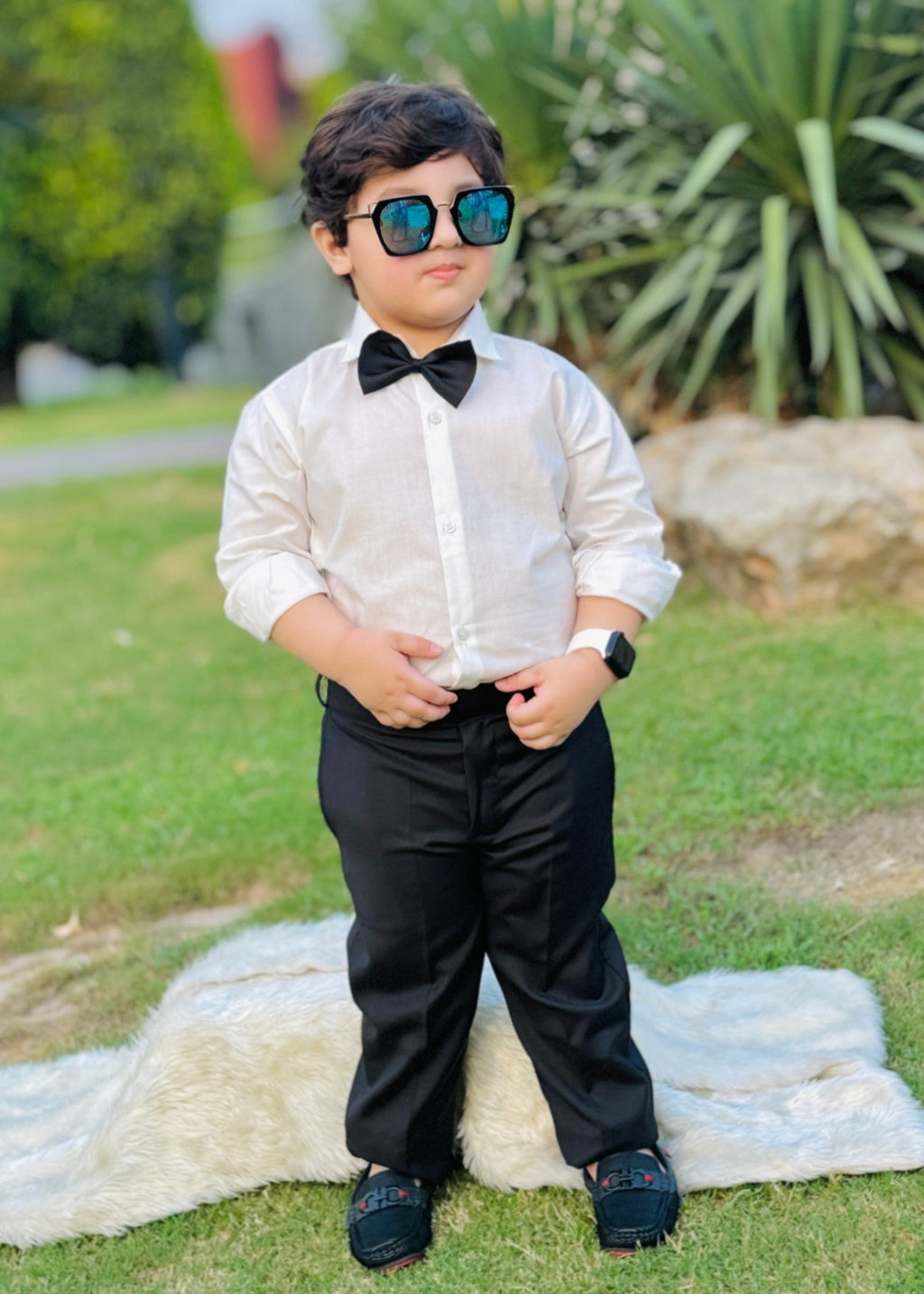 3Pieces Black Set (Shirt + Pant + Bow)