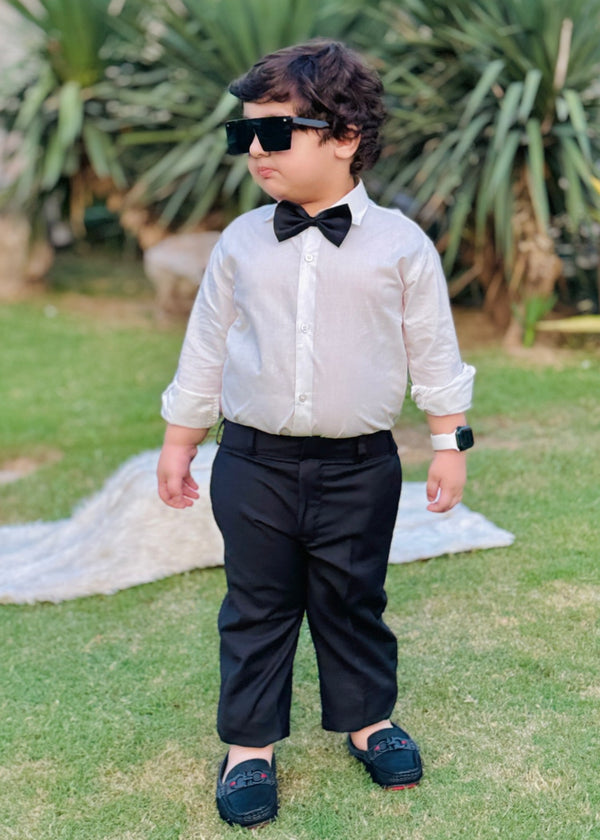 3Pieces Black Set (Shirt + Pant + Bow)