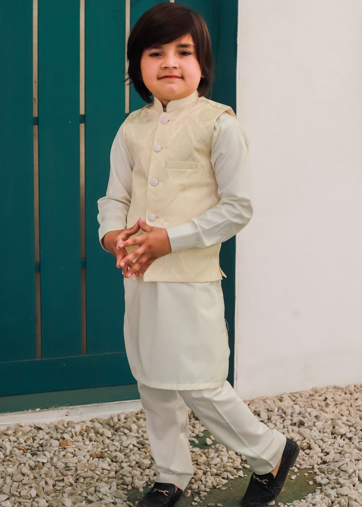 Cream White Waistcoat Suit EW 67