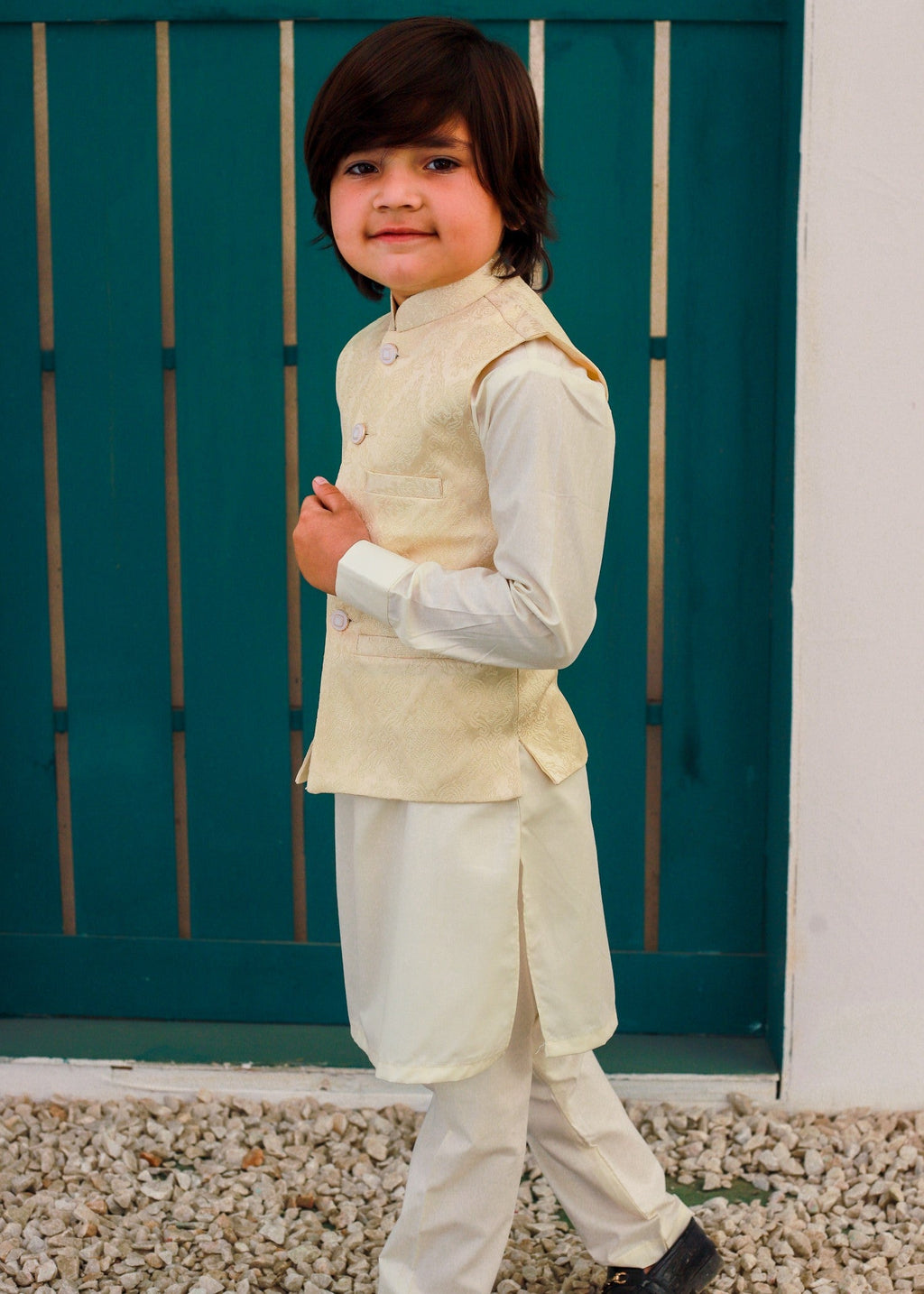Cream White Waistcoat Suit EW 67