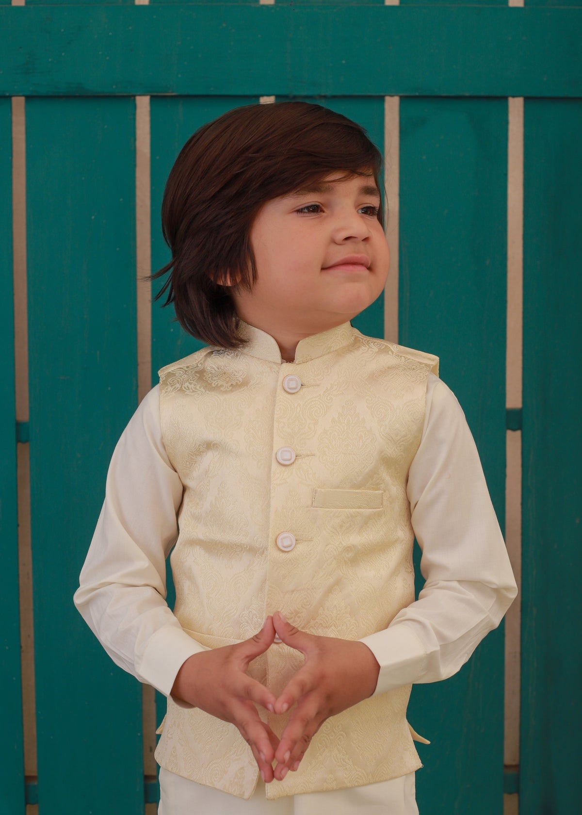 Cream White Waistcoat Suit EW 67