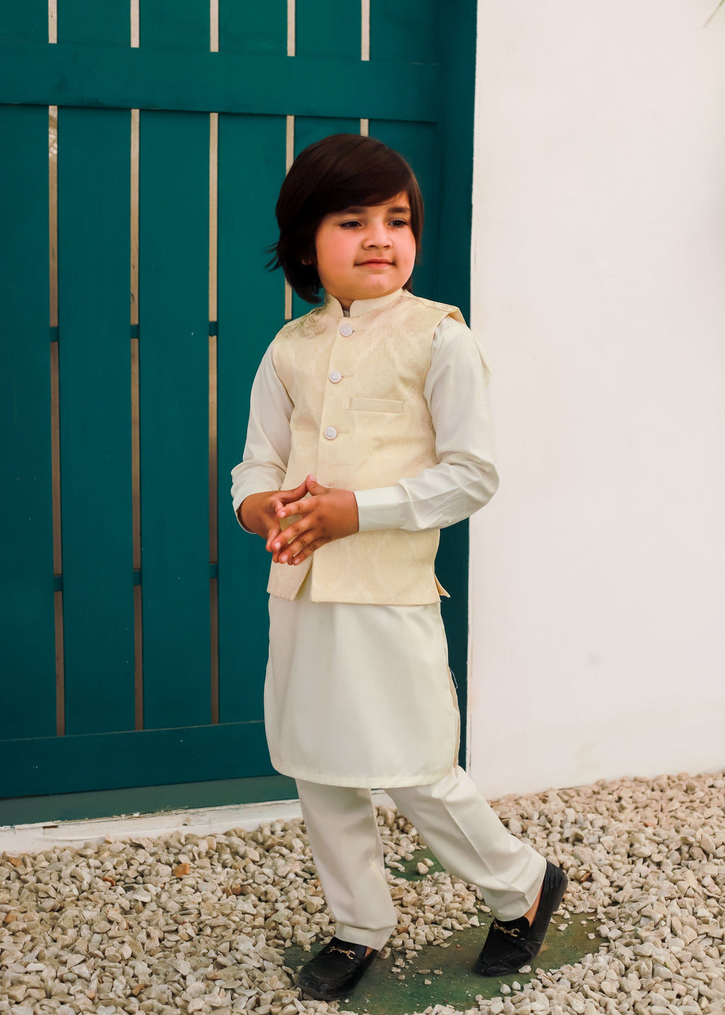 Cream White Waistcoat Suit EW 67