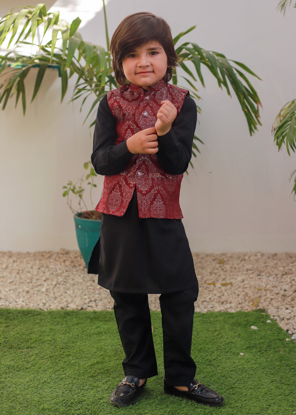 Maroon Waistcoat Suit EW 69