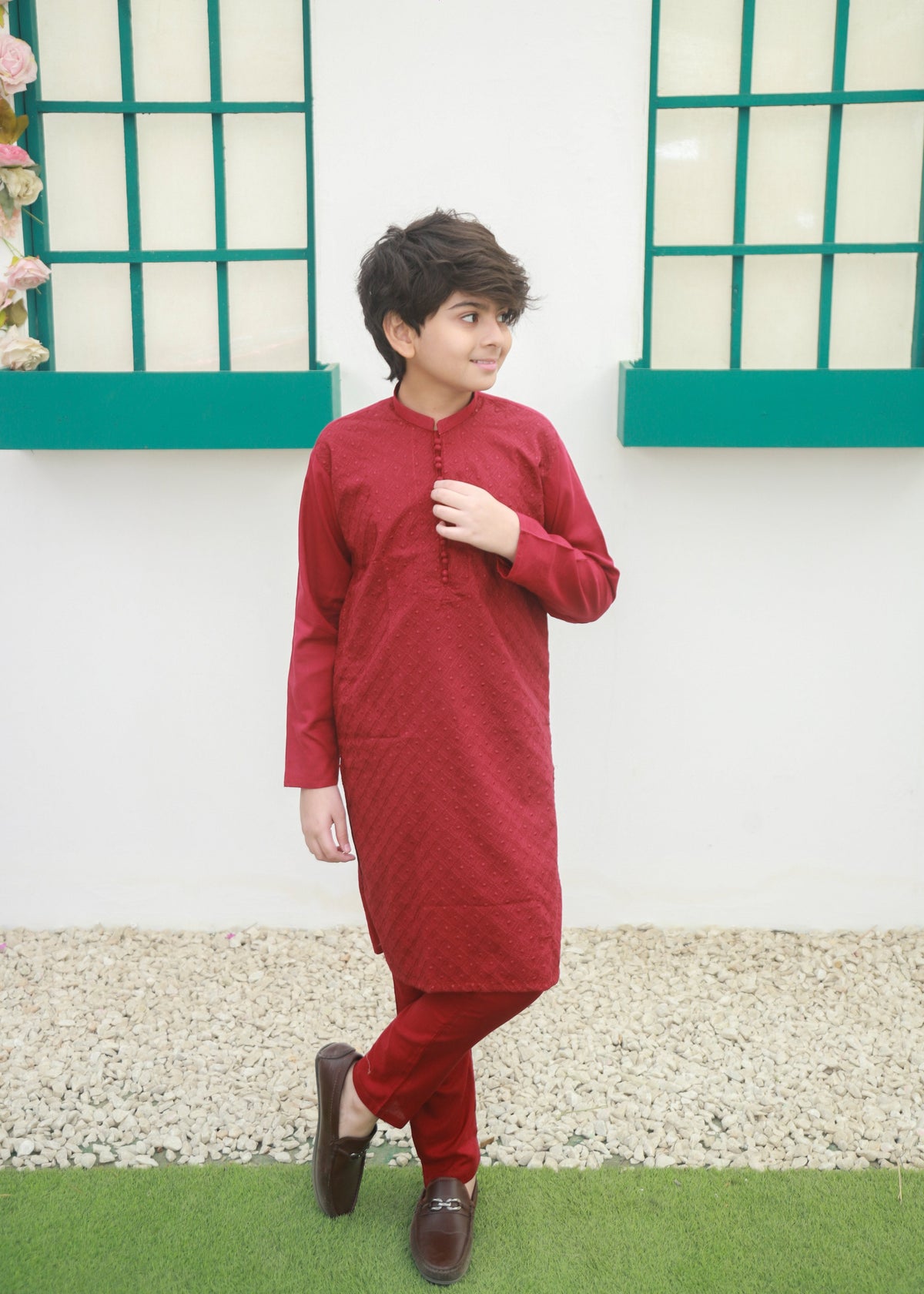 Crimson Red Kurta Trouser - KE 054