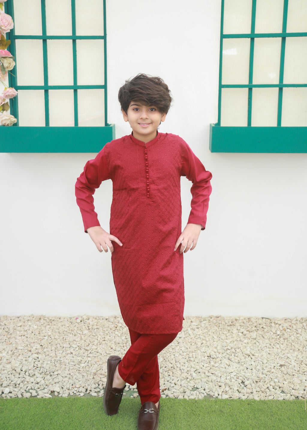 Crimson Red Kurta Trouser - KE 054