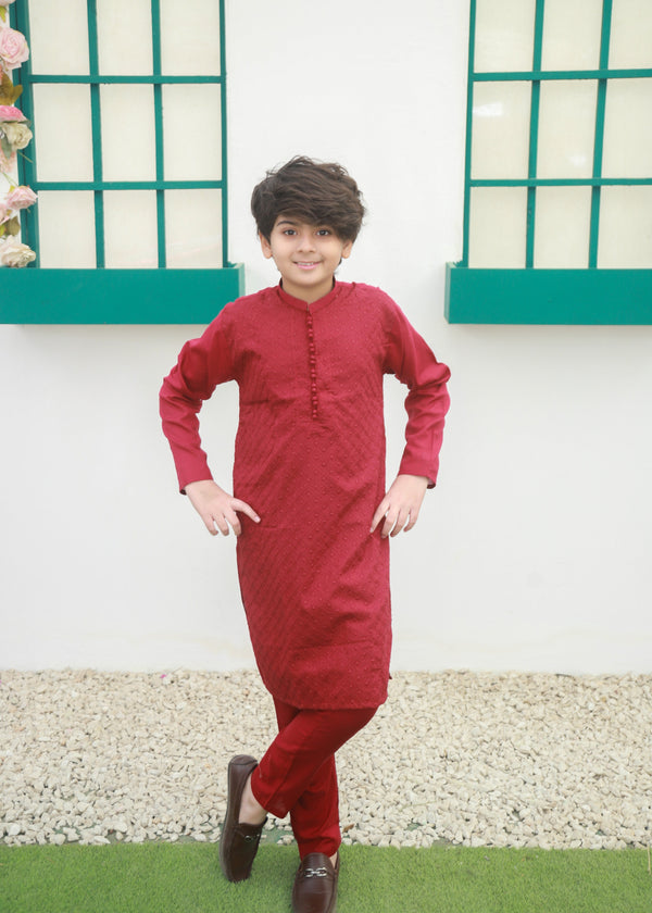 Crimson Red Kurta Trouser - KE 054