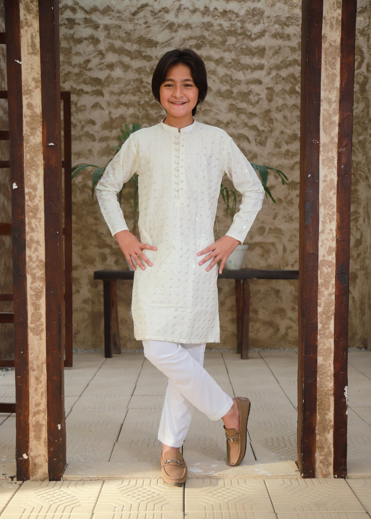 Cream Emb Kurta KT 148