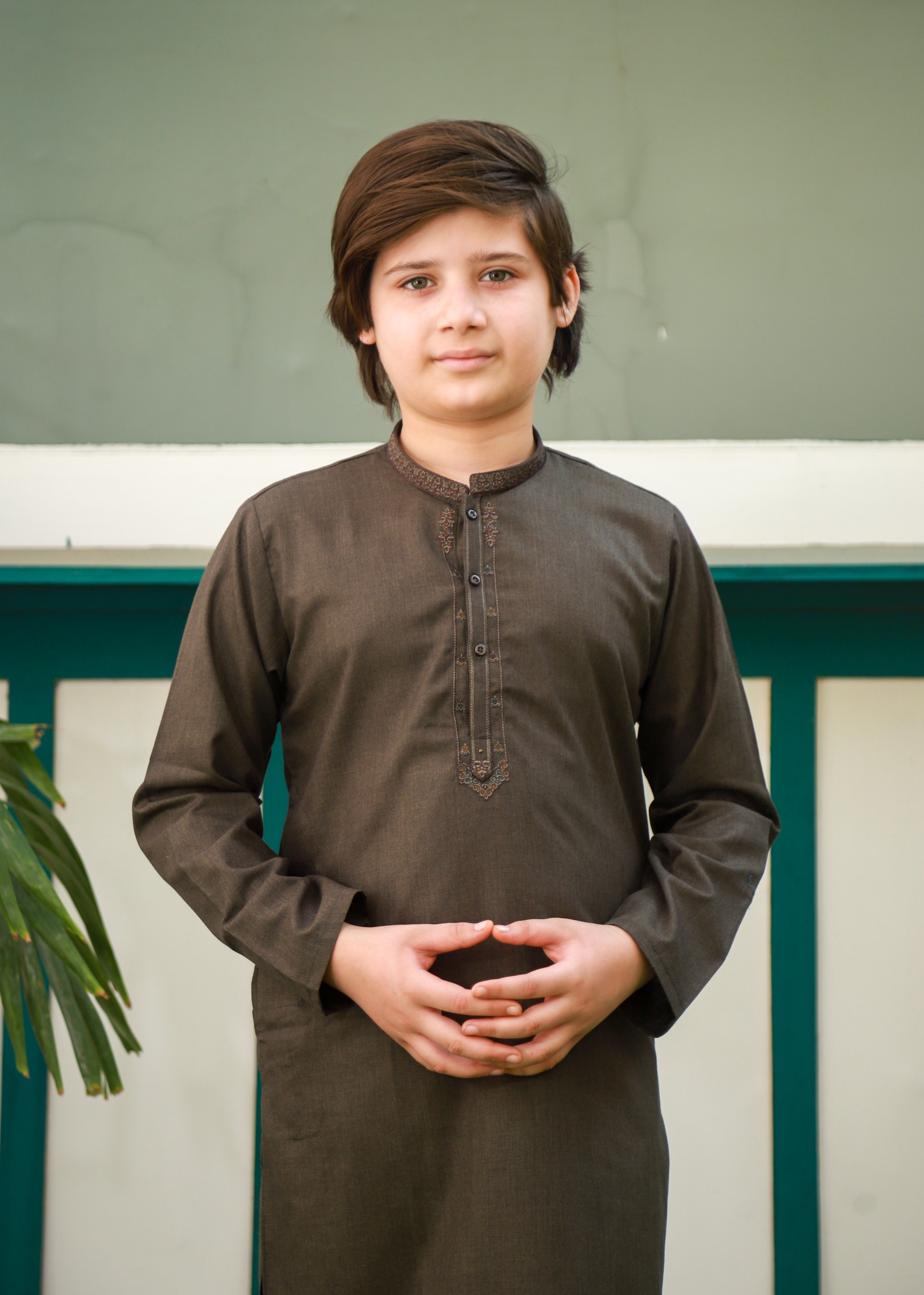Olive Green Kurta Trouser AH 090 Secondary image