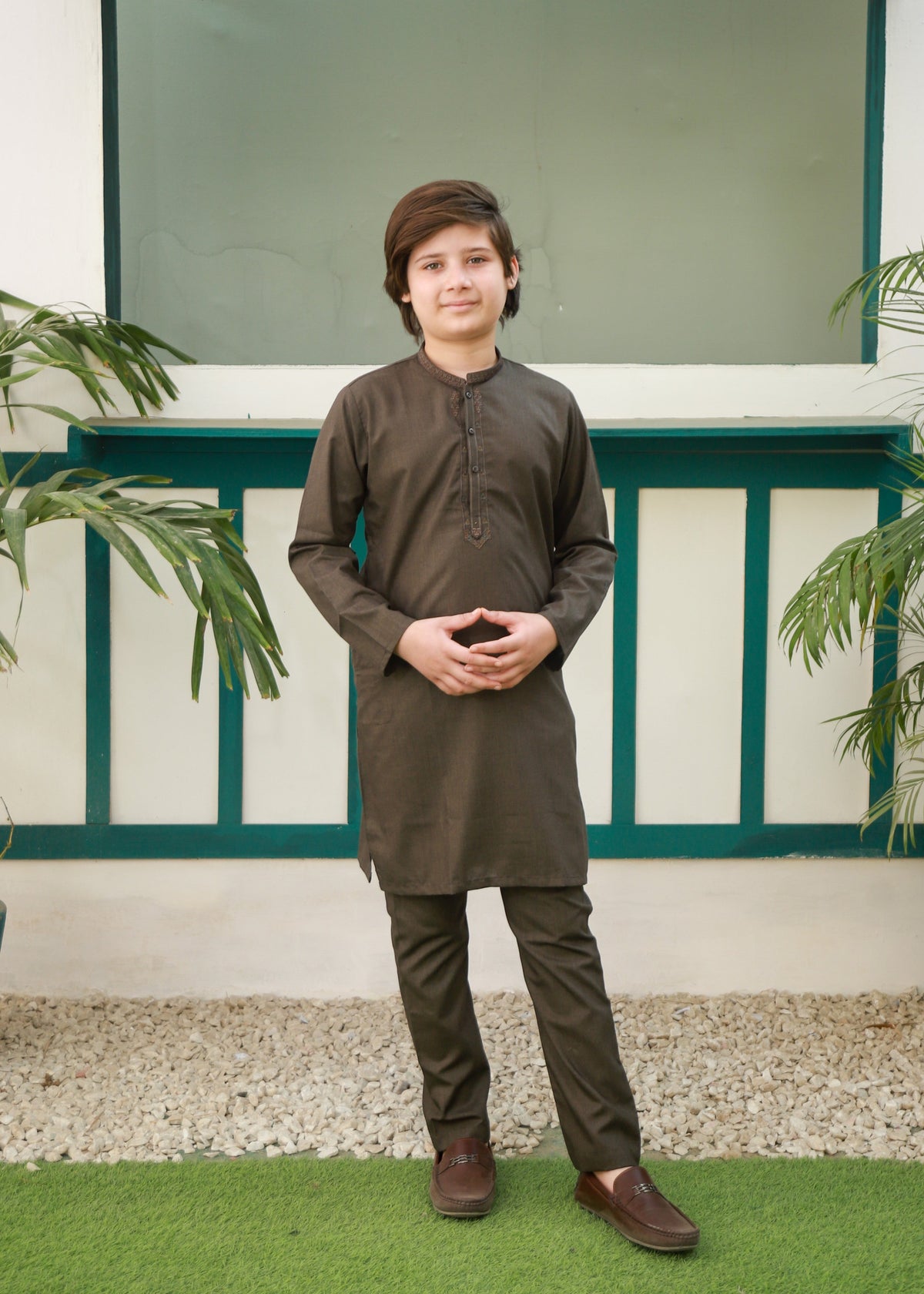 Olive Green Kurta Trouser AH 090 Main image