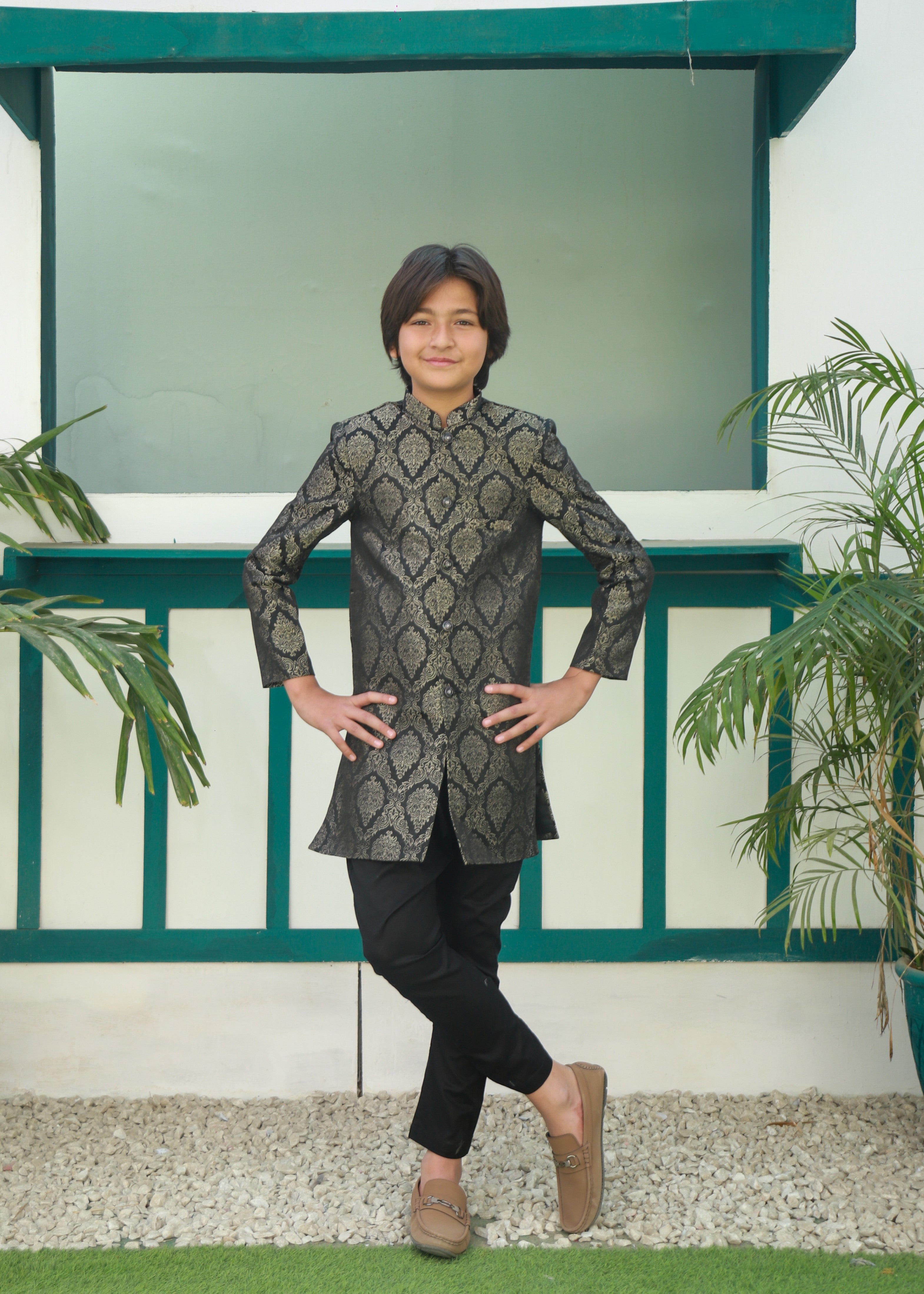 Black And Gold Sherwani S40 Secondary image