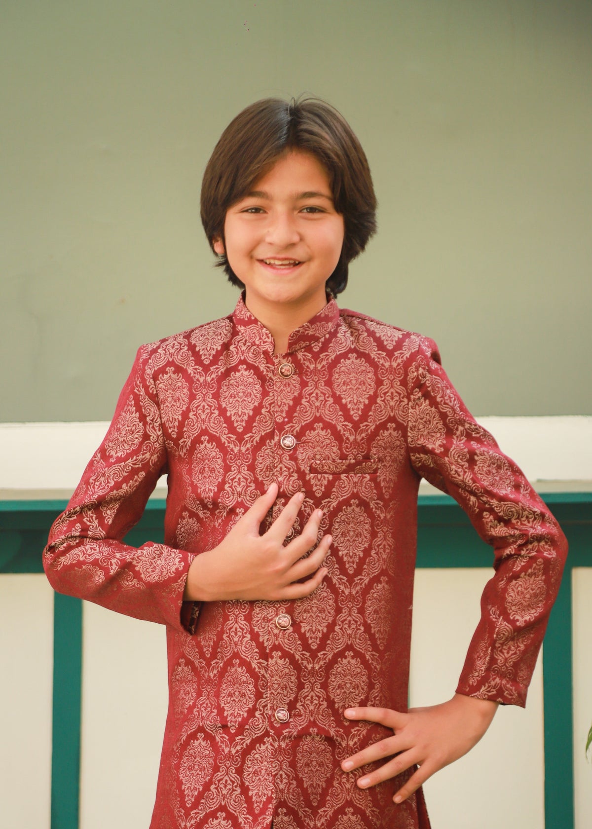 Maroon And Gold Sherwani S41