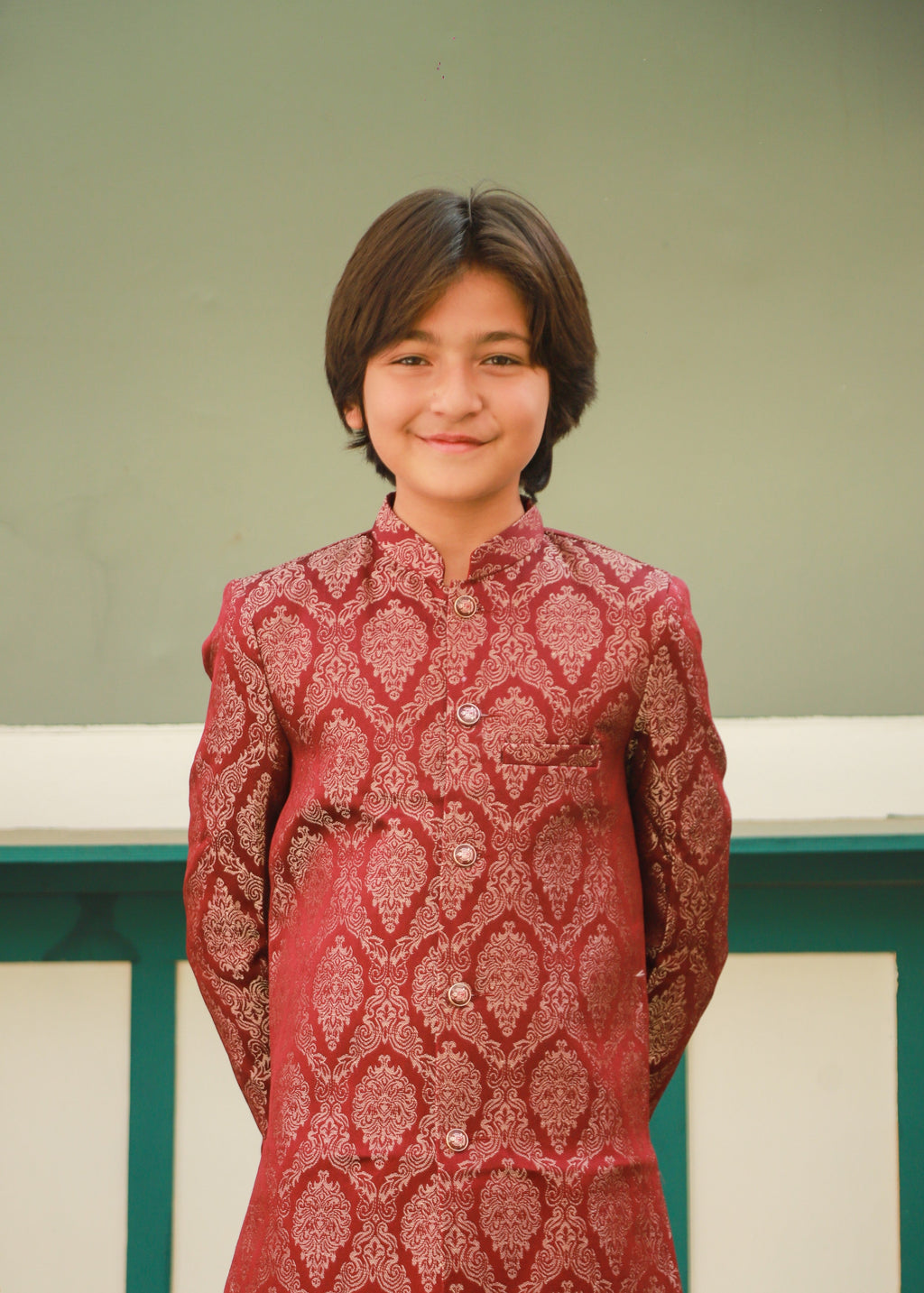 Maroon And Gold Sherwani S41
