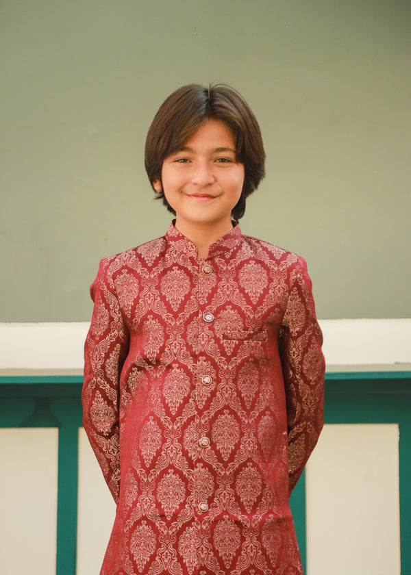Maroon And Gold Sherwani S41