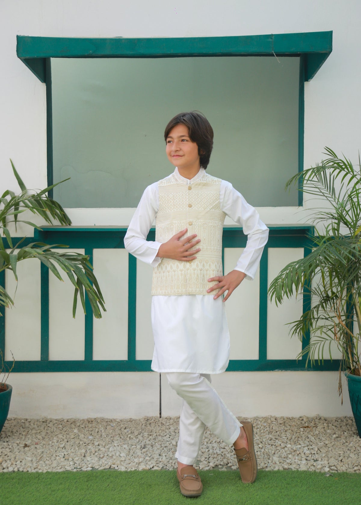 Off White Waistcoat Suit Ahw-049