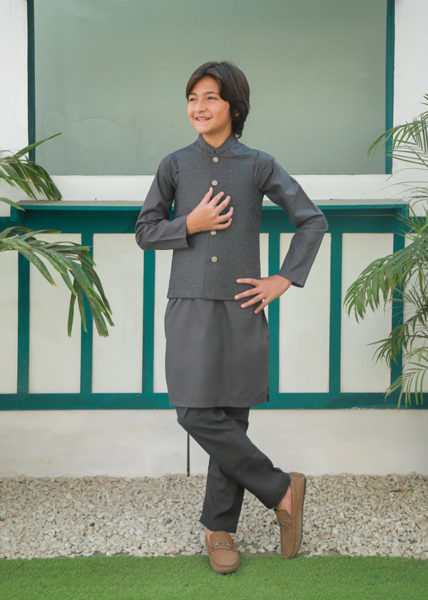 Grey Waistcoat Suit Ahw-047