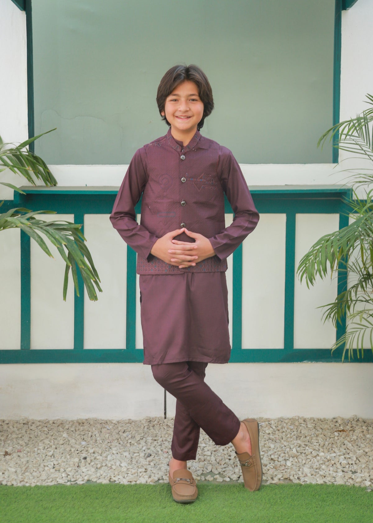 Plum Waistcoat Suit Ahw-046