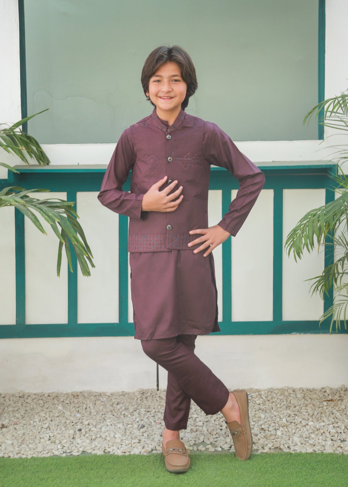 Plum Waistcoat Suit Ahw-046