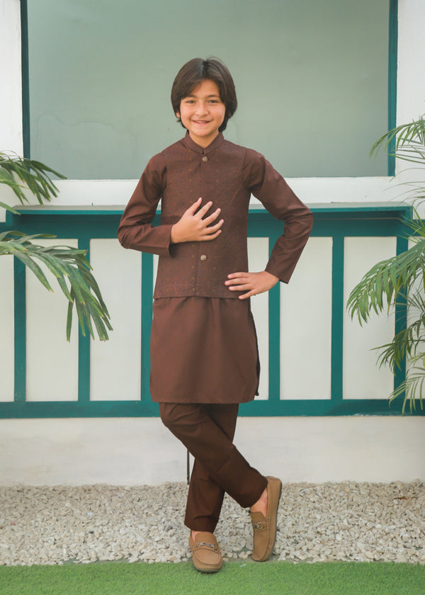 Maple Brown Waistcoat Suit Ahw-045