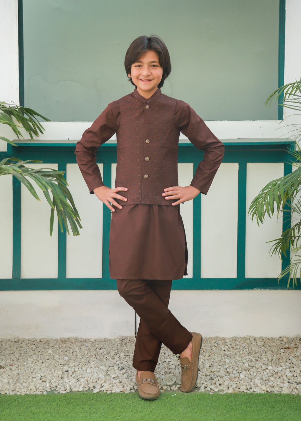 Maple Brown Waistcoat Suit Ahw-045