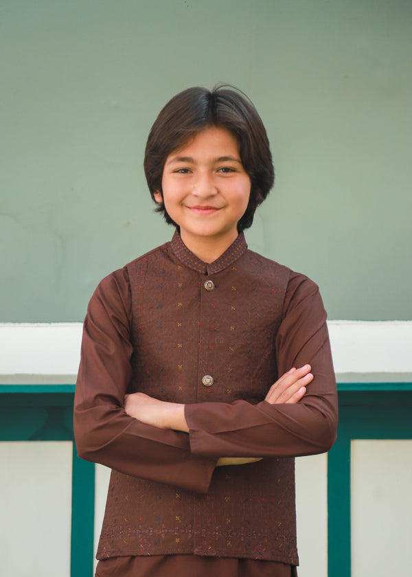 Maple Brown Waistcoat Suit Ahw-045